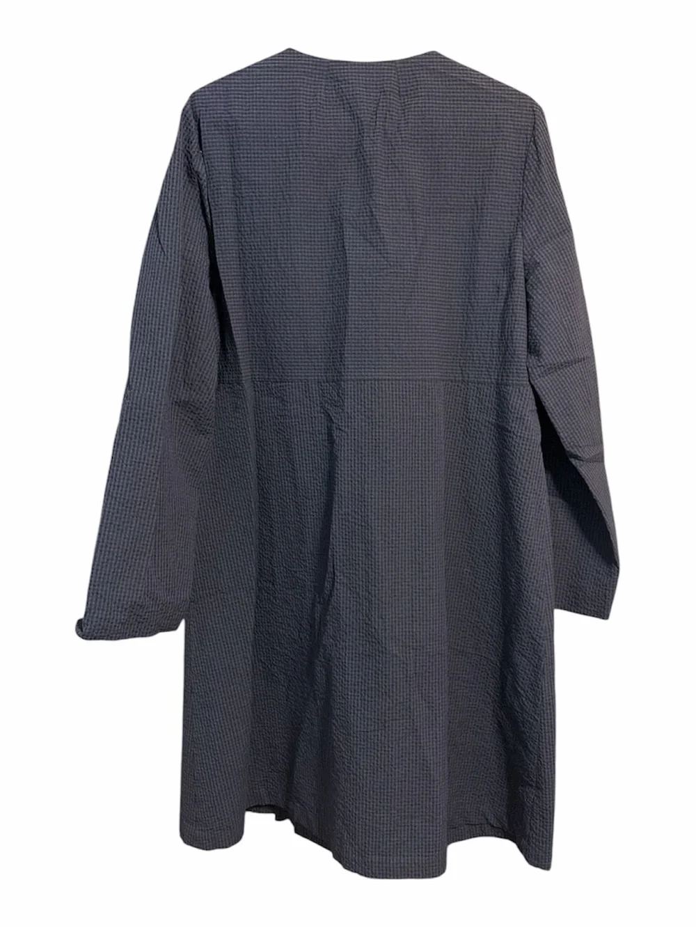 Peter Cohen Navy Seersucker Long Zip Coat Duster Minimalist Cotton XL